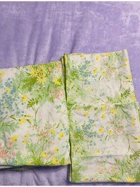 Vintage Floral Cotton/polyester full size Bed Sheet Set in Green ,Yellow, blue.